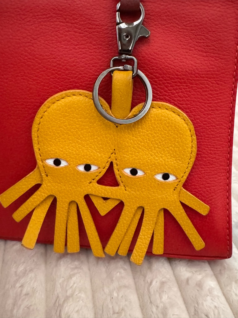 Min & Mon Colorblock Red Leather Crossbody With Octopus Yellow Charm — image 3 of 8